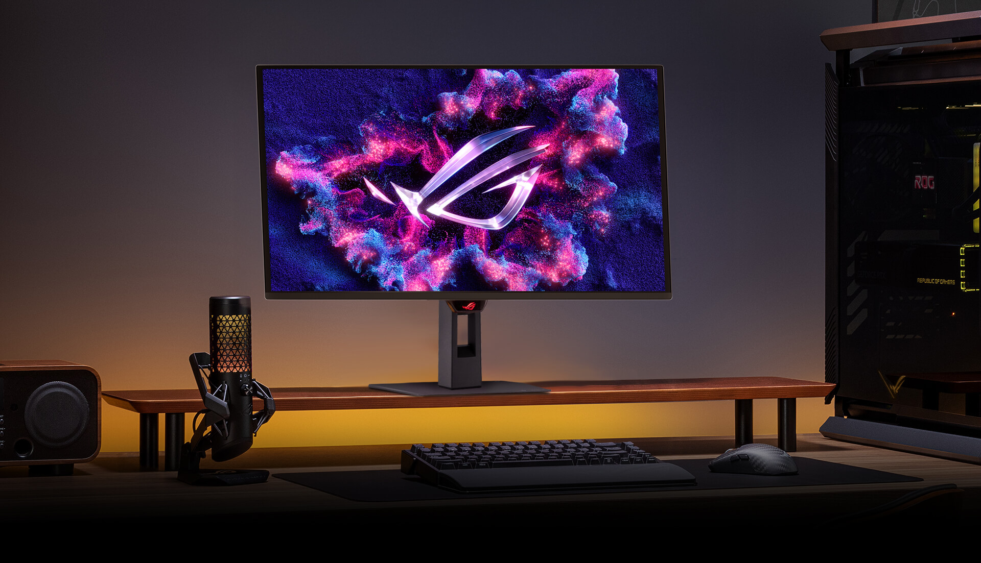 ROG Strix OLED XG27AQDPG on a screen stand