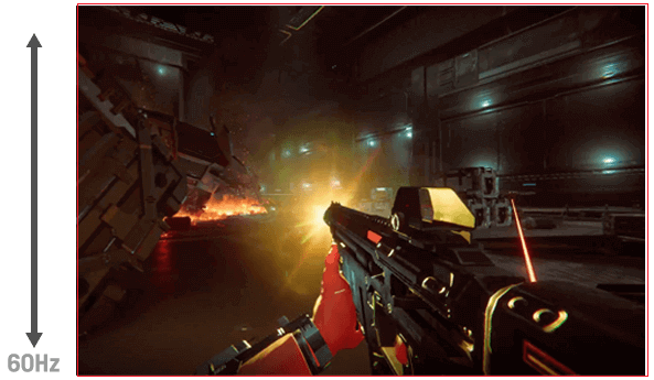 Video of an FPS game showing onscreen flicker when the gun fires