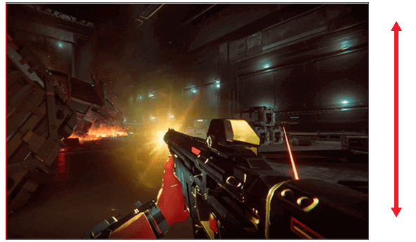 Screenshot of an FPS game showing onscreen flicker when the gun fires