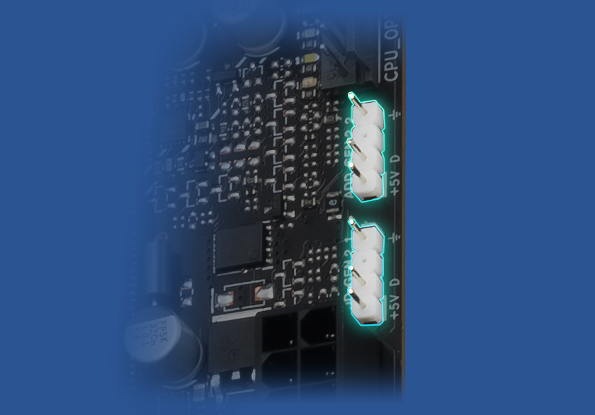 Image depicting PRIME B860-PLUS ARGB connectors.