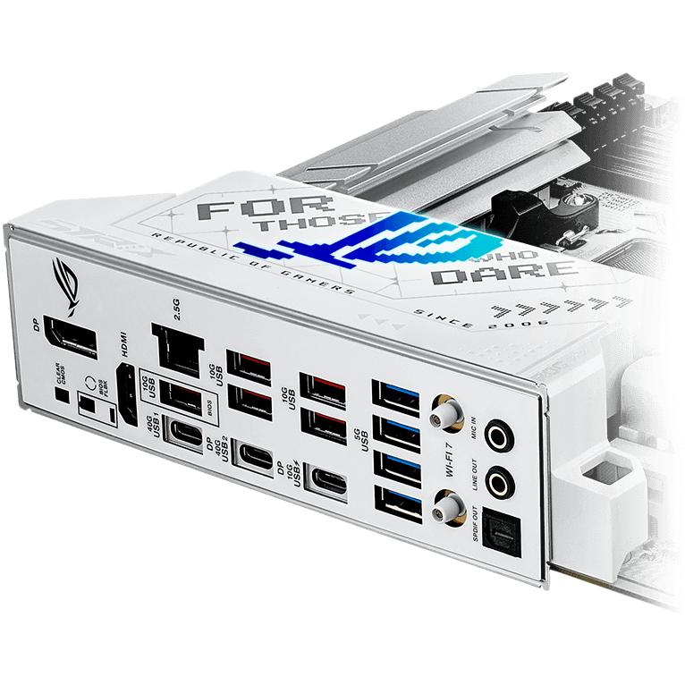 The Strix X870-A features a USB 10Gbps rear I/O port with 30W charging.