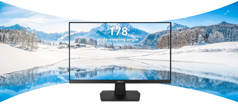 ASUS VA247HE offers wide 178° viewing angles for minimal distortion and color shift