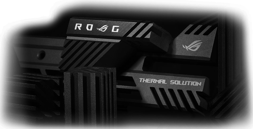 Close up on the ROG heatsinks