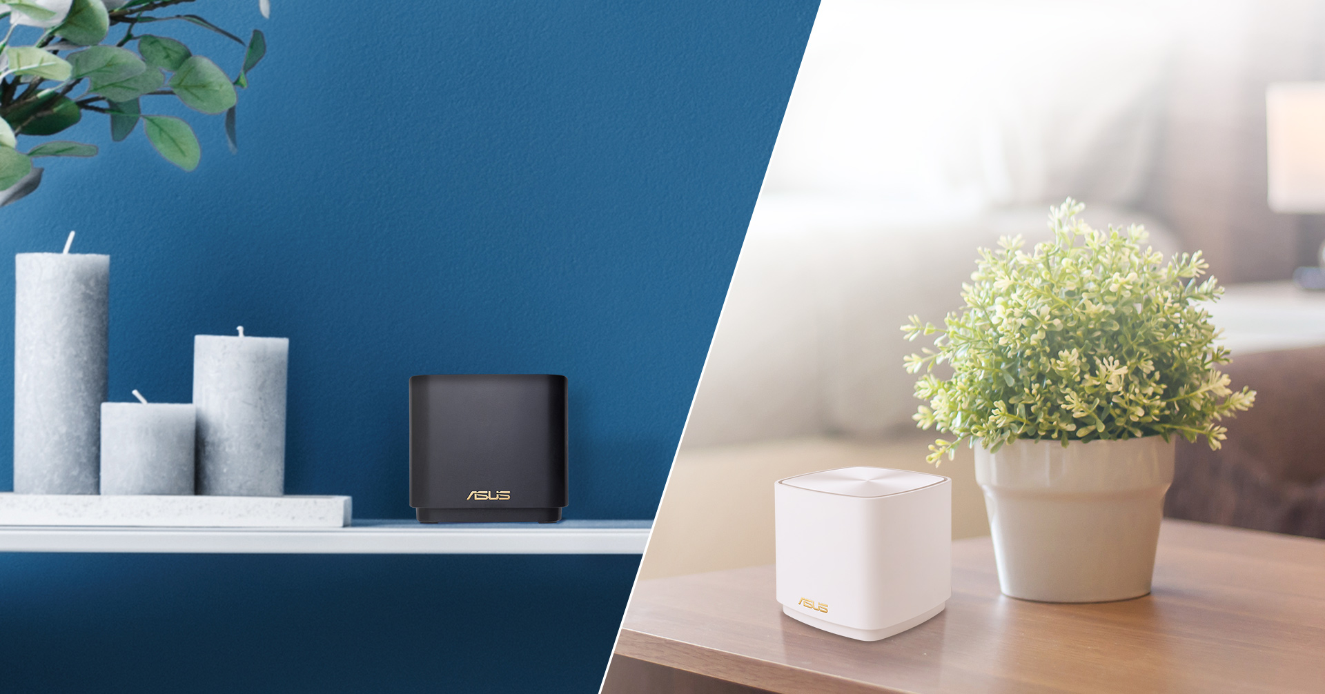ZenWiFi is available in charcoal and white to fit any home interiore styles.