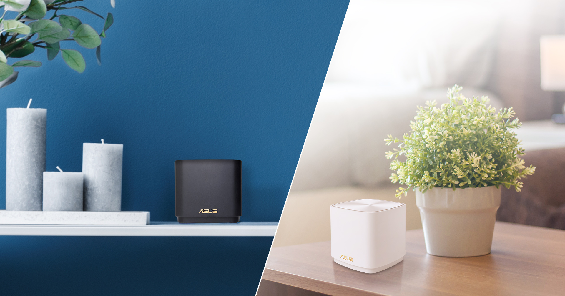 O ZenWiFi está disponível em preto carvão e branco para se adaptar a qualquer estilo de interior de casa.