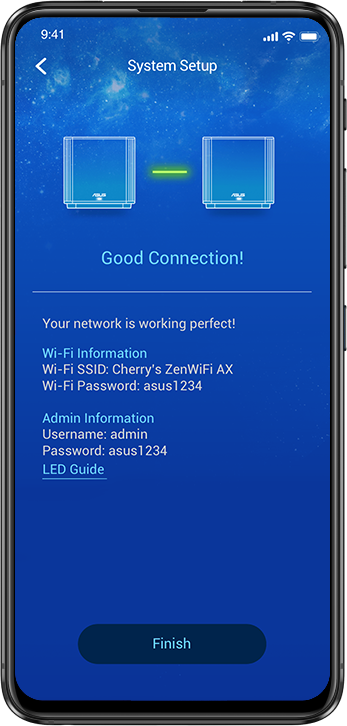 Benutzeroberfläche der ASUS-Router-App.