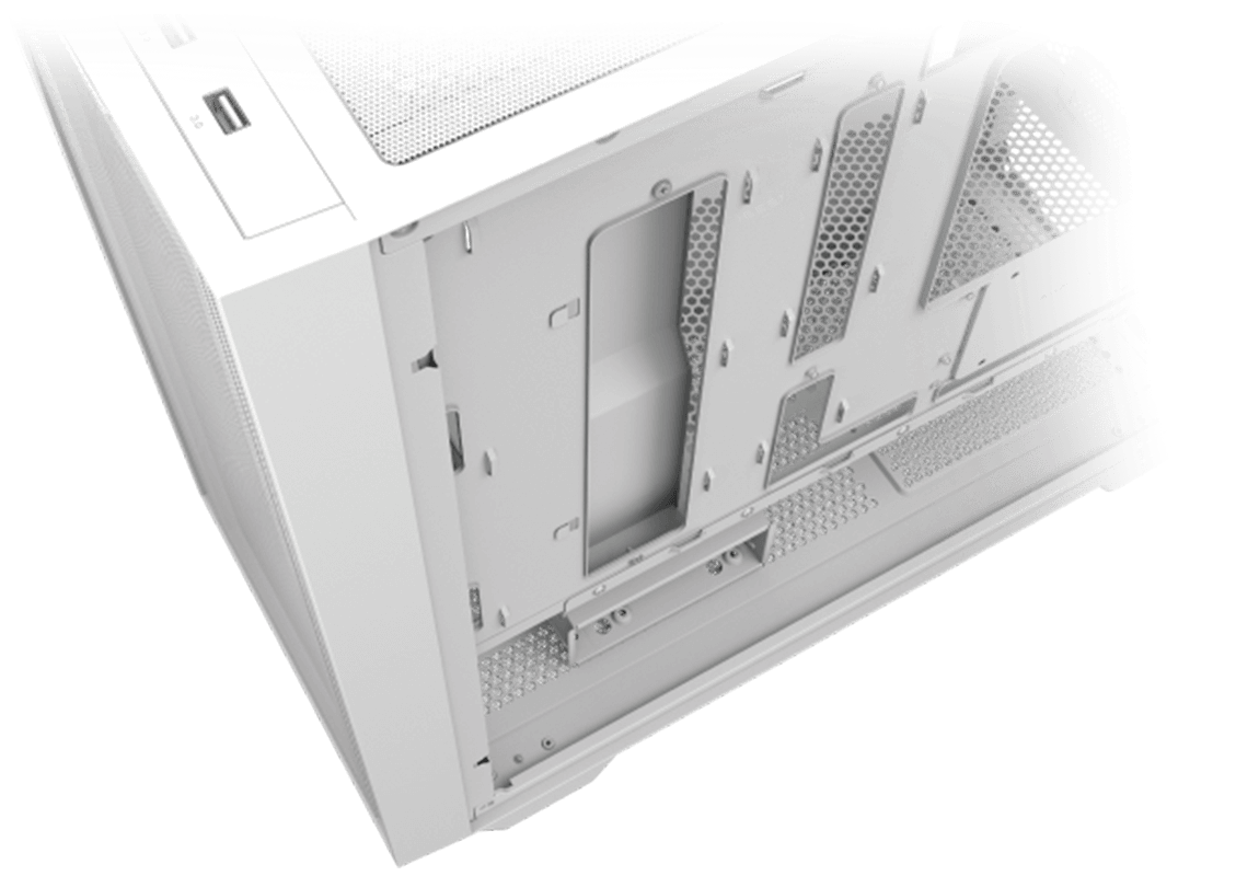 Rear side of the ASUS A21 PC Case without side panel