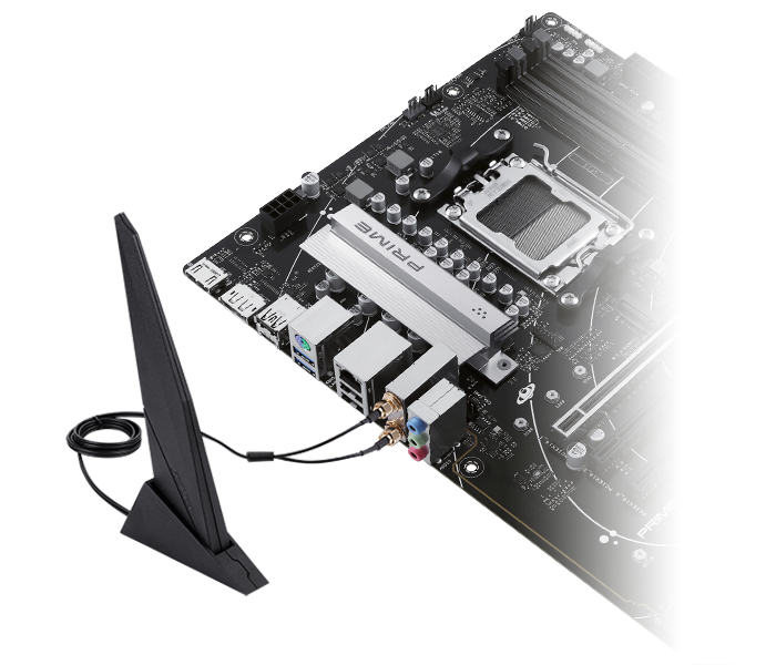 The PRIME A620-PLUS WIFI6 motherboard features onboard WIFI 6.