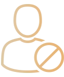 An icon showing a man with a block symbol.
