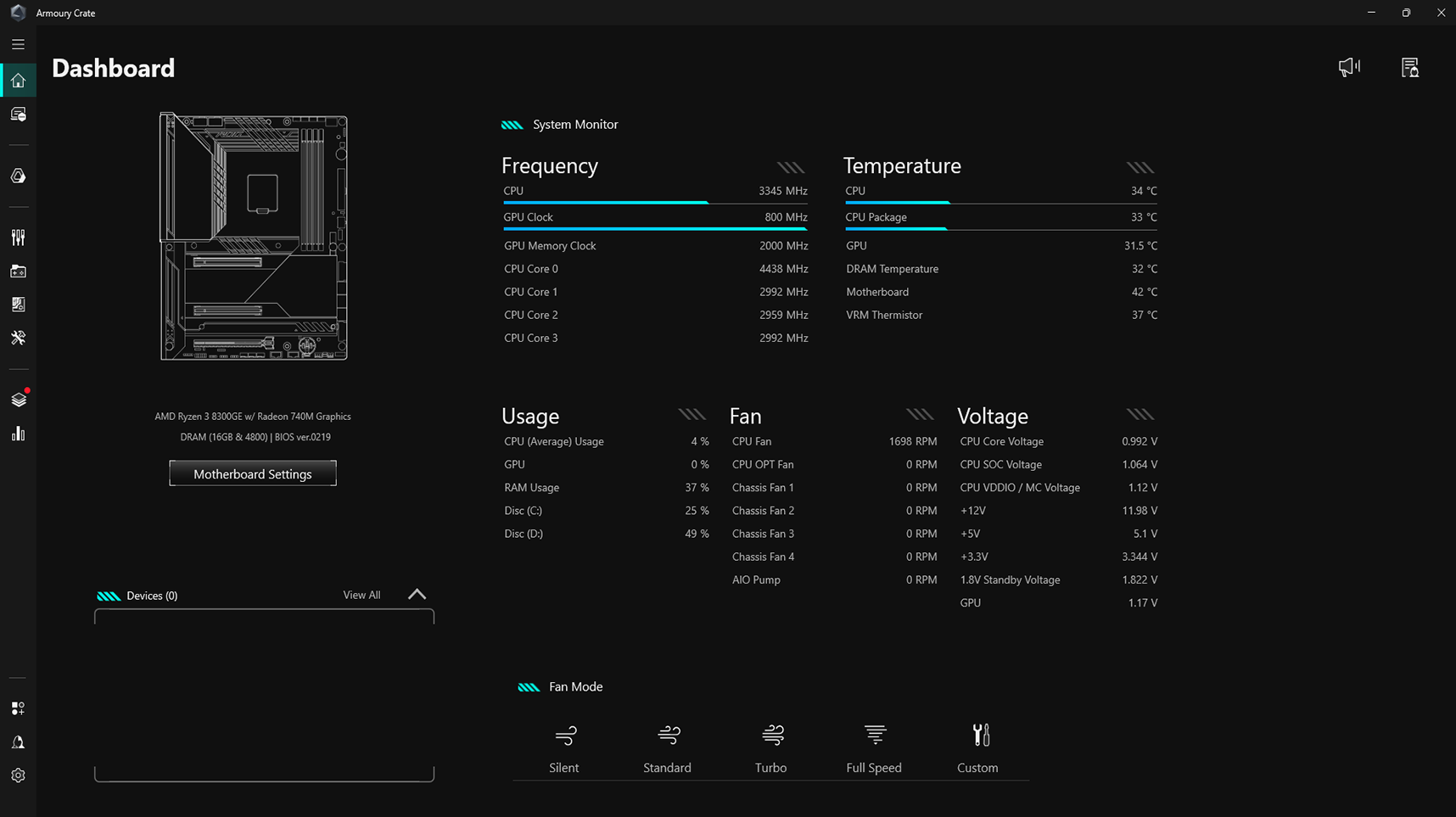 Armoury Crate Dashboard