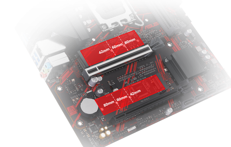 Dual M.2 slots (up to 64 Gbps)