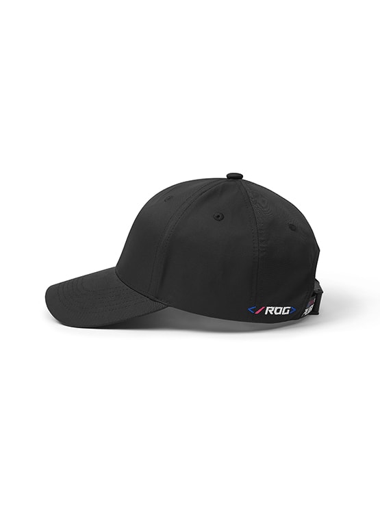 Front side of ROG SLASH Classic Baseball Cap.ribbon closure.