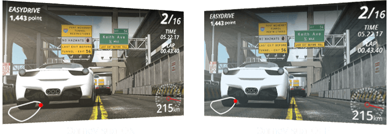 Screenshot met GameVisual Racing-modus AAN en UIT