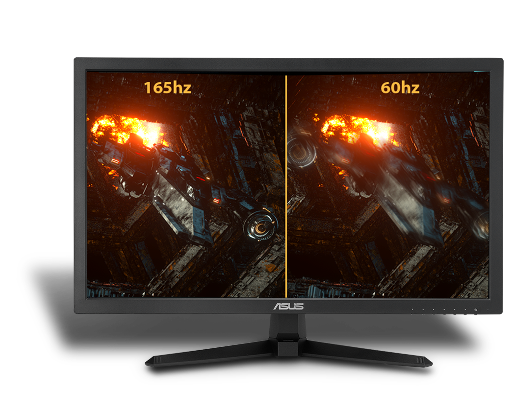 The comparison image of 165Hz refresh rate and 60Hz refresh rate