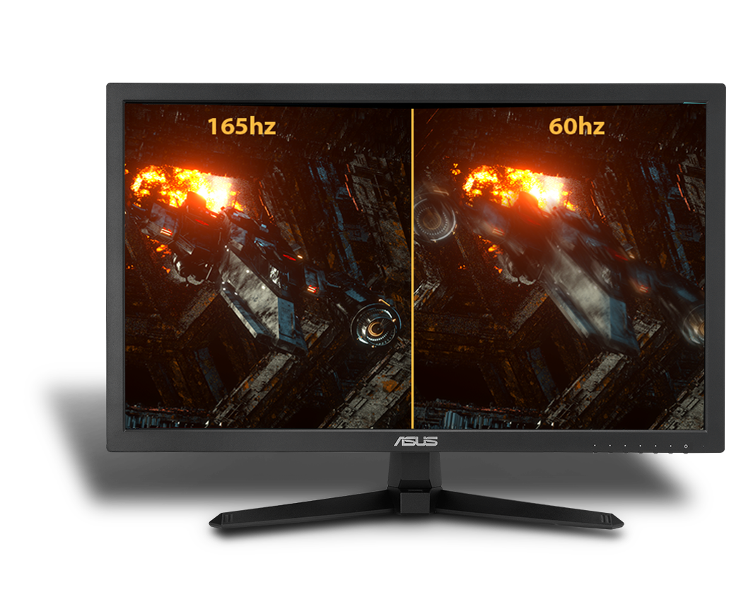 L'image de comparaison des fréquences de rafraîchissement de 165 Hz et de 60 Hz