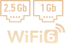 2.5 Gb & 1 Gb Ethernet, WiFi 6 logo