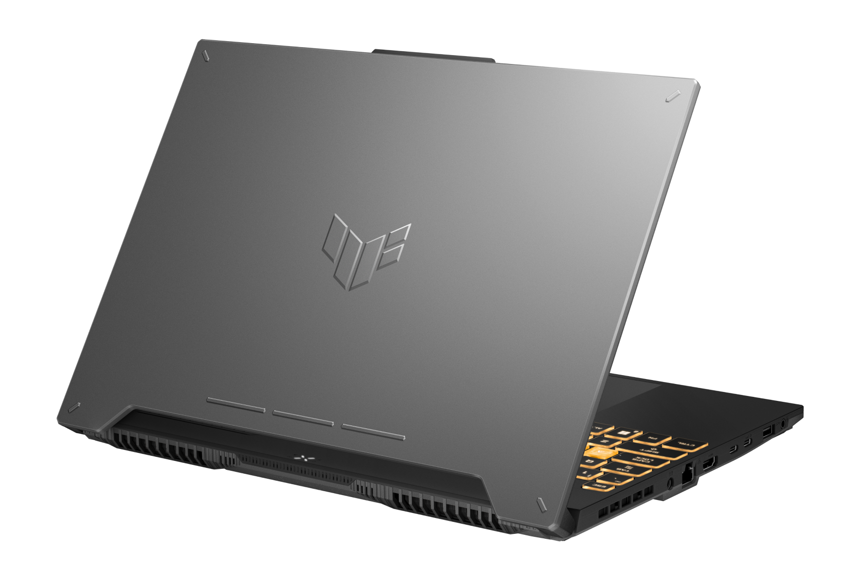 View of the lid of the TUF Gaming F17, with emphasis on the embossed logo.