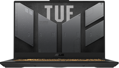 TUF Gaming F17 із грою Watch Dogs Legion на екрані.