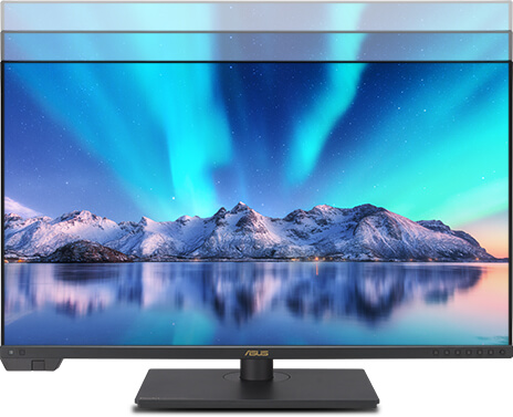 An image of an aurora being shown onThe aurora scenery shows on  ProArt Display 8K PA32KCX.
