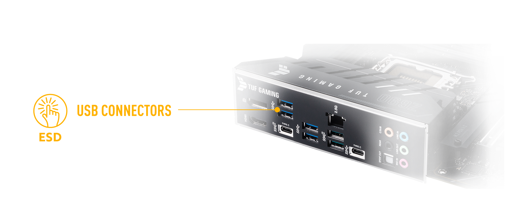 USB-aansluitingen Aanvullende op circuit geplaatste ESD Transient Voltage Suppression