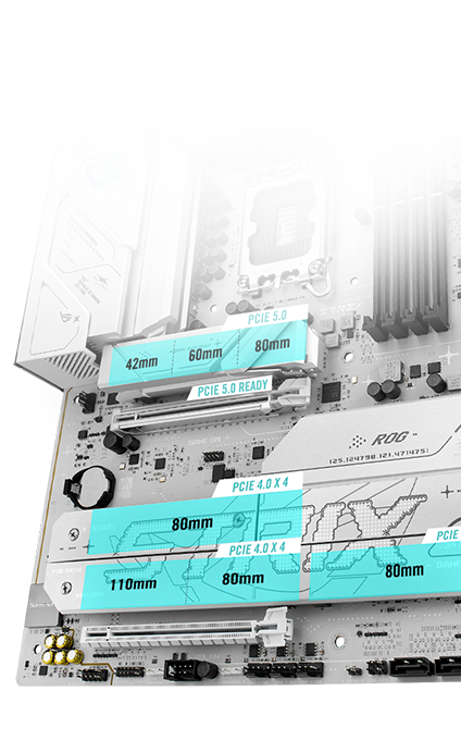 B860-A PCIe 5.0 M.2 和擴充槽配置