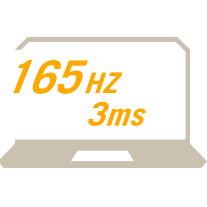 A 2D illustration of a sandstorm laptop, with “240Hz” and “3ms” written on screen.