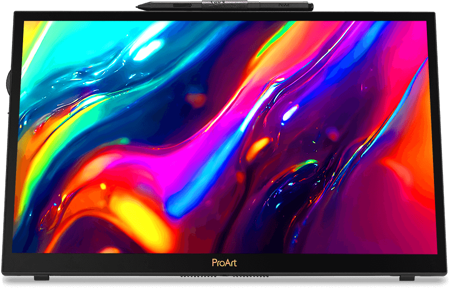 Vivid artwork being displayed on ProArt Display PA169CDV’s 4K UHD panel.