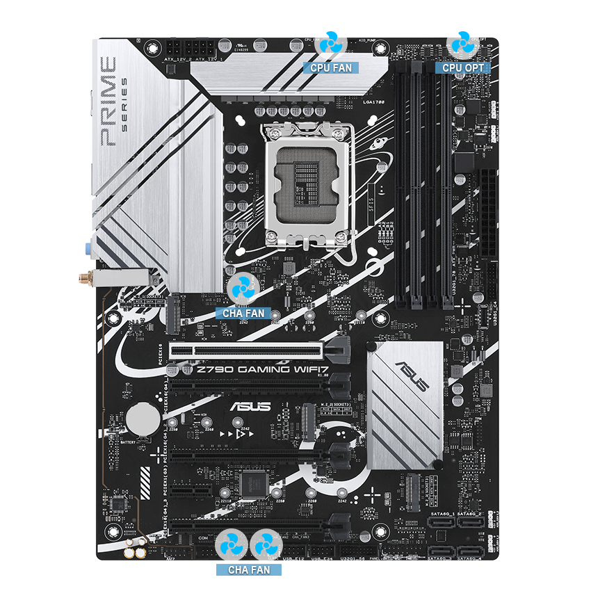 ASUS motherboard with 4-Pin PWM/DC Fan image