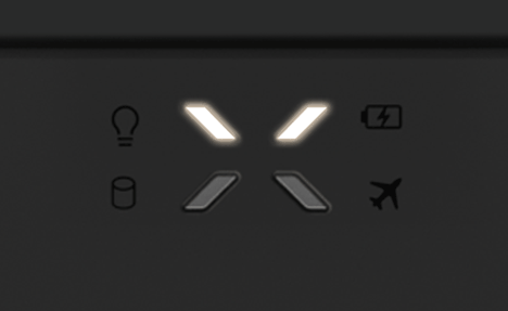Four-way indicators built into the keyboard deck
