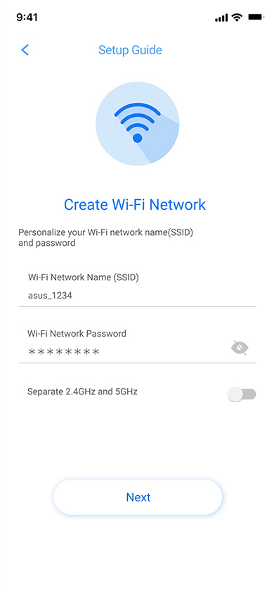 Legen Sie Ihre WiFi SSID und Ihr Passwort fest.