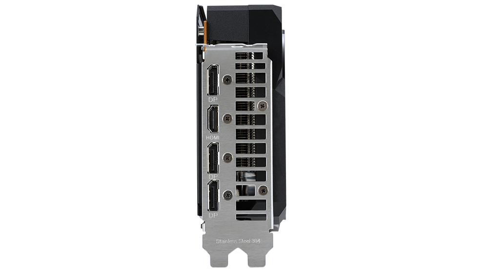 Stainless steel I/O port bracket.