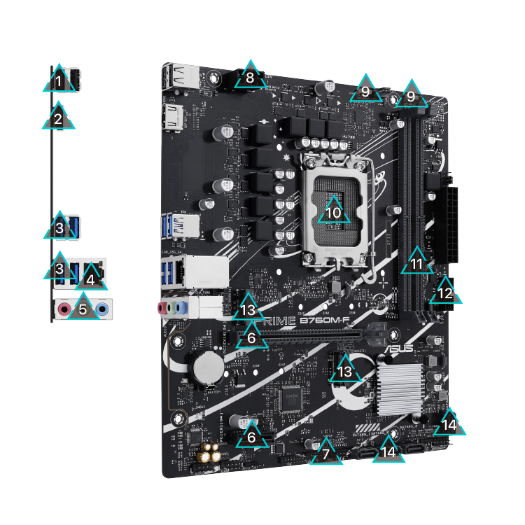 All specs of the PRIME B760M-F-CSM motherboard