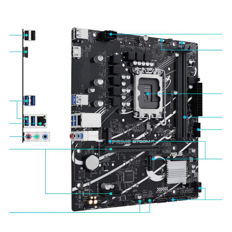All specs of the PRIME B760M-F-CSM motherboard