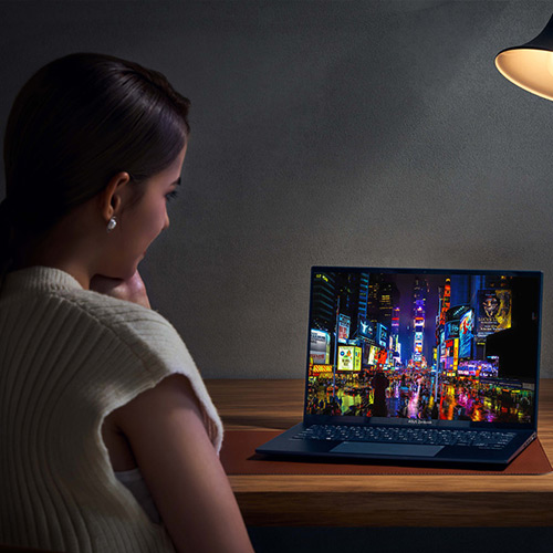 The graphic with the concept of the Redefine How You Live, Work, and Play With ASUS OLED
                      Laptops
