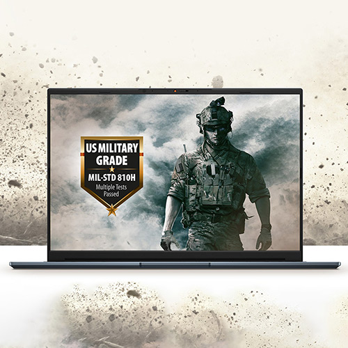 Hình ảnh đồ họa với ý tưởng Cách ASUS đảm bảo độ bền laptop đạt chuẩn quân đội Hoa Kỳ