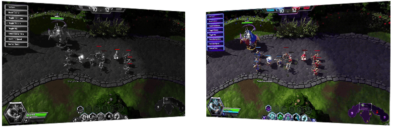 Capture d'écran avec mode MOBA GameVisual activé et désactivé