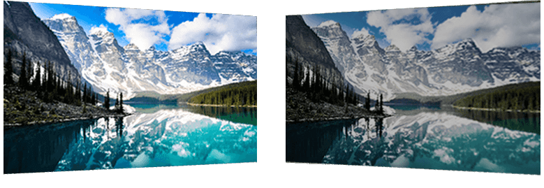Capture d'écran avec mode GameVisual Scenery activé et désactivé