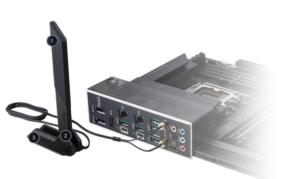 A motherboard ProArt Z690-Creator WiFi dispõe de WiFi 6E, em conjunto com Ethernet 10 Gb e 2.5 Gb.