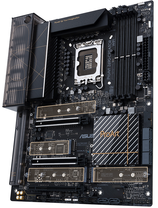 A motherboard ProArt Z690-Creator WiFi dispõe de quatro ranhuras M.2.