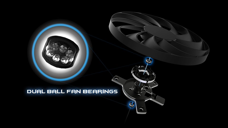 Dual ball fan bearing diagram.