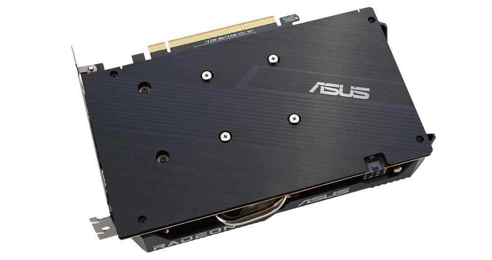 Placa posterior da placa gráfica ASUS Dual Radeon RX 6600.