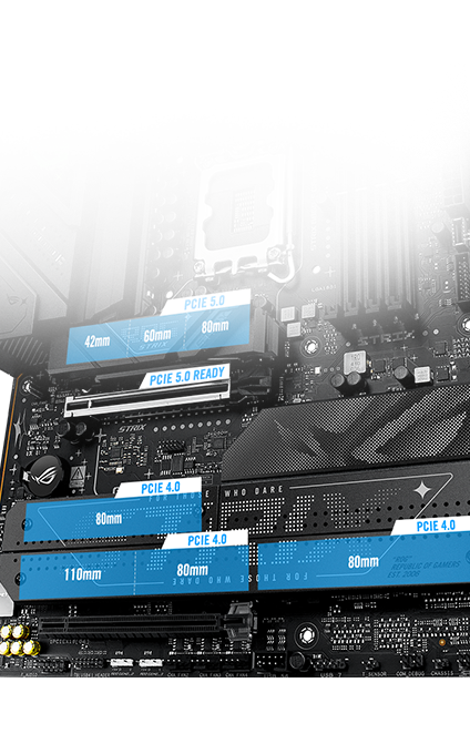 Strix B860-F PCIe 5.0 M.2 和扩充槽配置