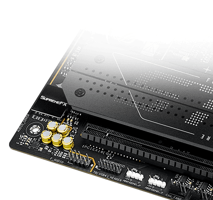 The Strix  B860-F motherboard features SupremeFX audio.