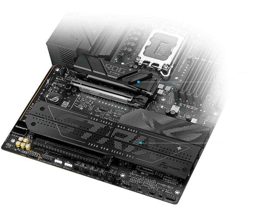 Strix  B860-F M.2 heatsinks and backplate layout