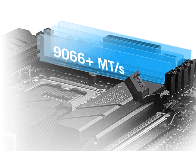 The Strix  B860-F lets you overclock memory up to 9066+ MT/s