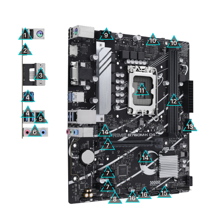 All specs of the PRIME B760M-K D4-CSM motherboard