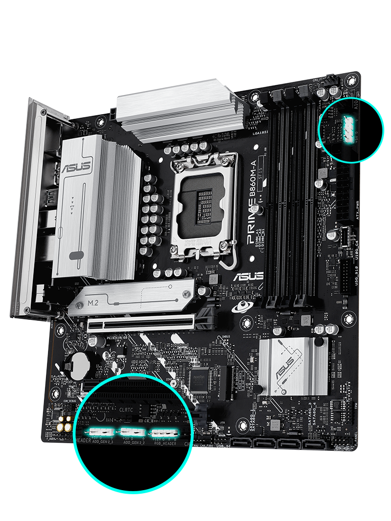 PRIME B860M-A-CSM front view, 45 degrees.