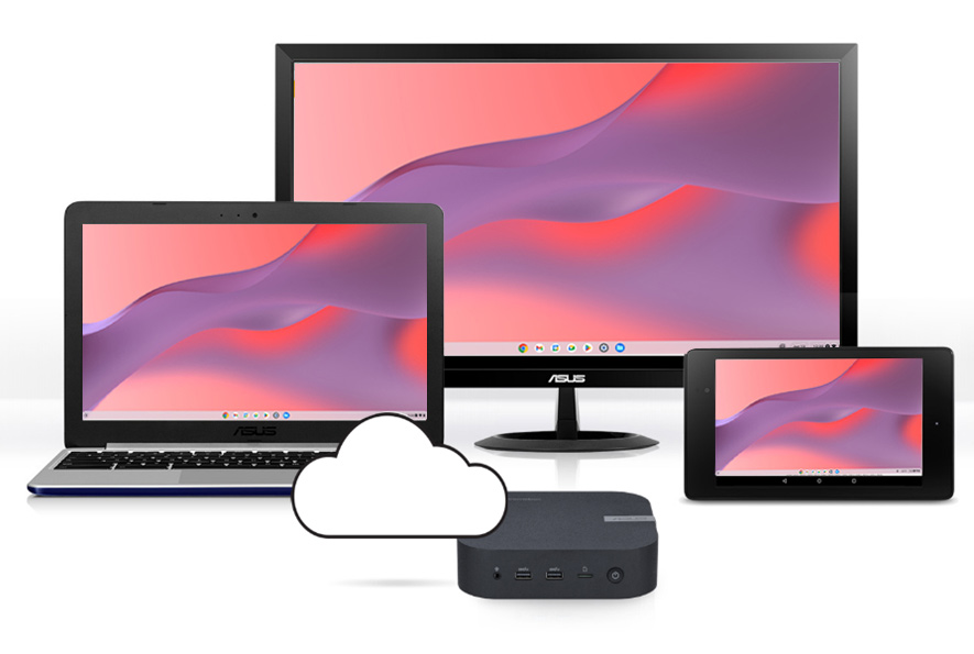 Jedno Mini PC ve spojení s notebookem, monitorem a přenosnou obrazovkou