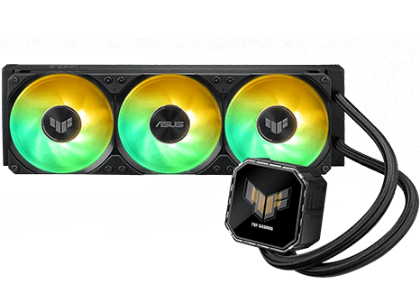 The front angle of TUF Gaming LC III 360 ARGB LCD