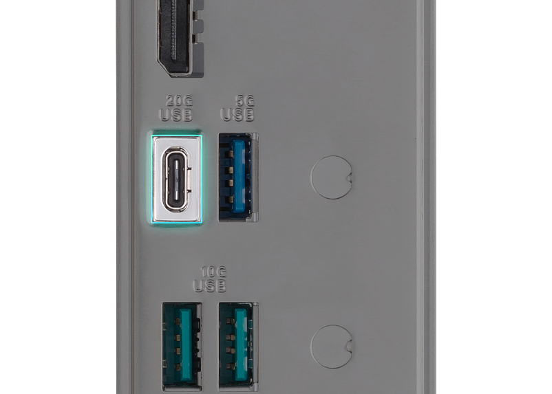 I/O ports highlighting USB 20Gbps port 